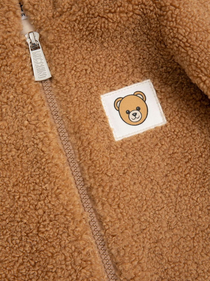 Moschino Kids Tuta intera con cappuccio in pelliccia sintetica