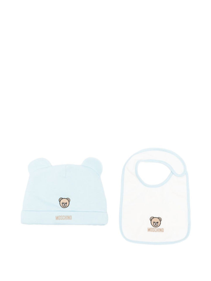 Moschino Kids Set berretto e bavaglino con ricamo Teddy Bear