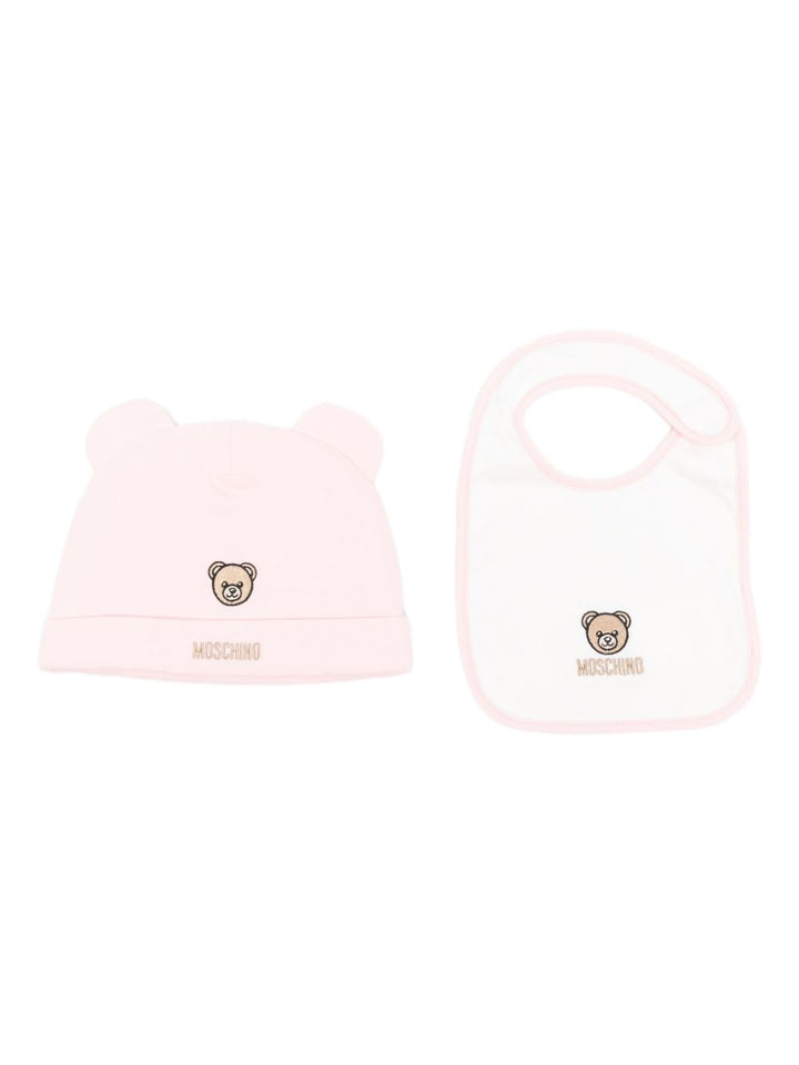 Moschino Kids Set berretto e bavaglino con ricamo Teddy Bear