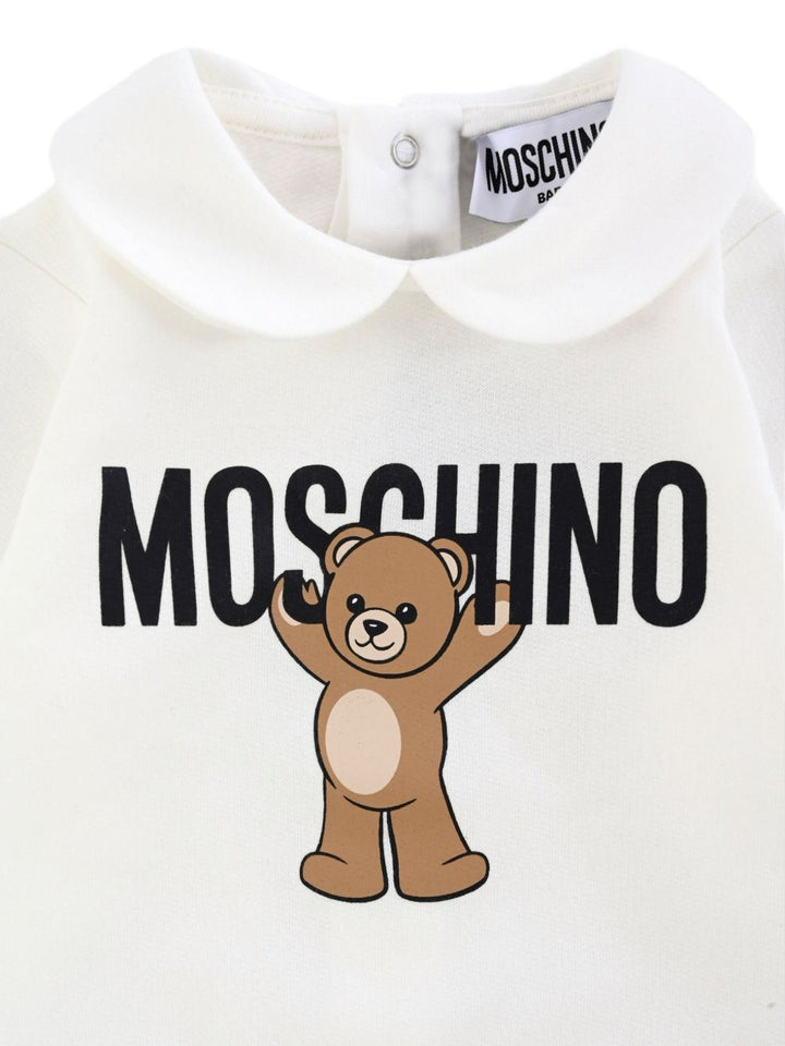 Moschino Kids Tutina in cotone con stampa teddy