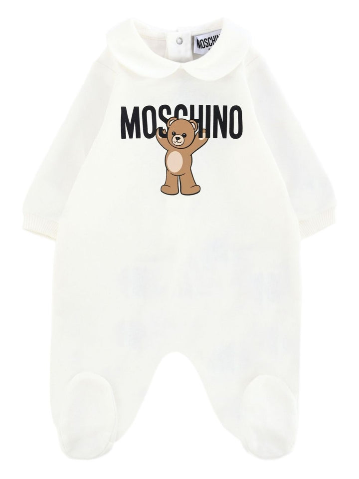Moschino Kids Tutina in cotone con stampa teddy