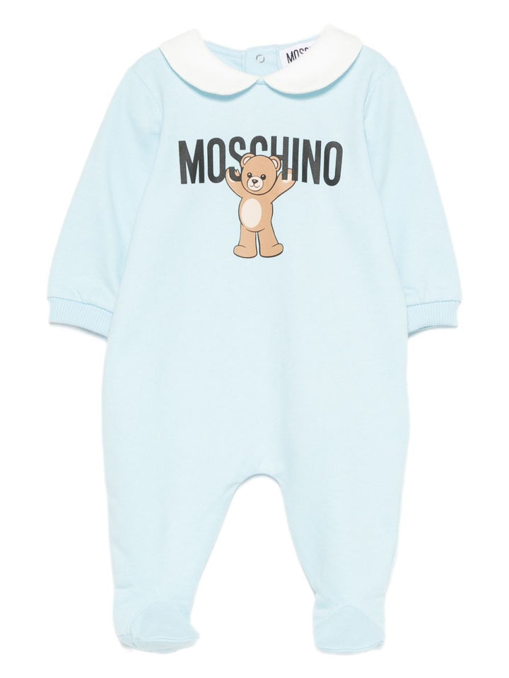 Moschino Kids Tutina in cotone con stampa teddy