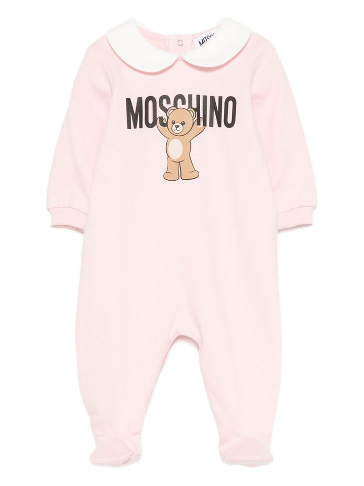 Moschino Kids Tutina in cotone con stampa teddy