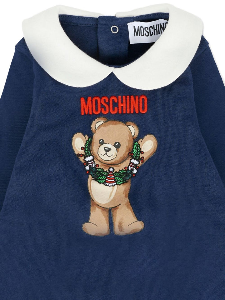Moschino Kids Tutina in cotone con stampa teddy