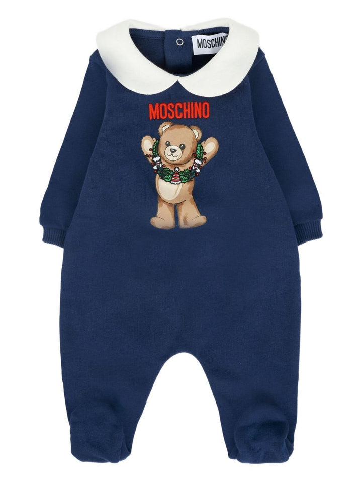 Moschino Kids Tutina in cotone con stampa teddy