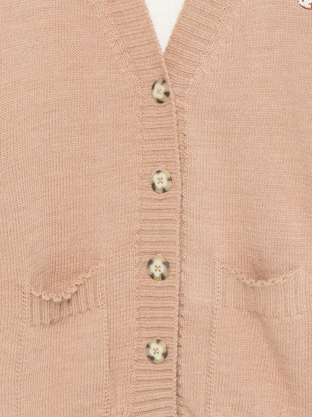 MSGM Kids Cardigan bicolore con ricamo