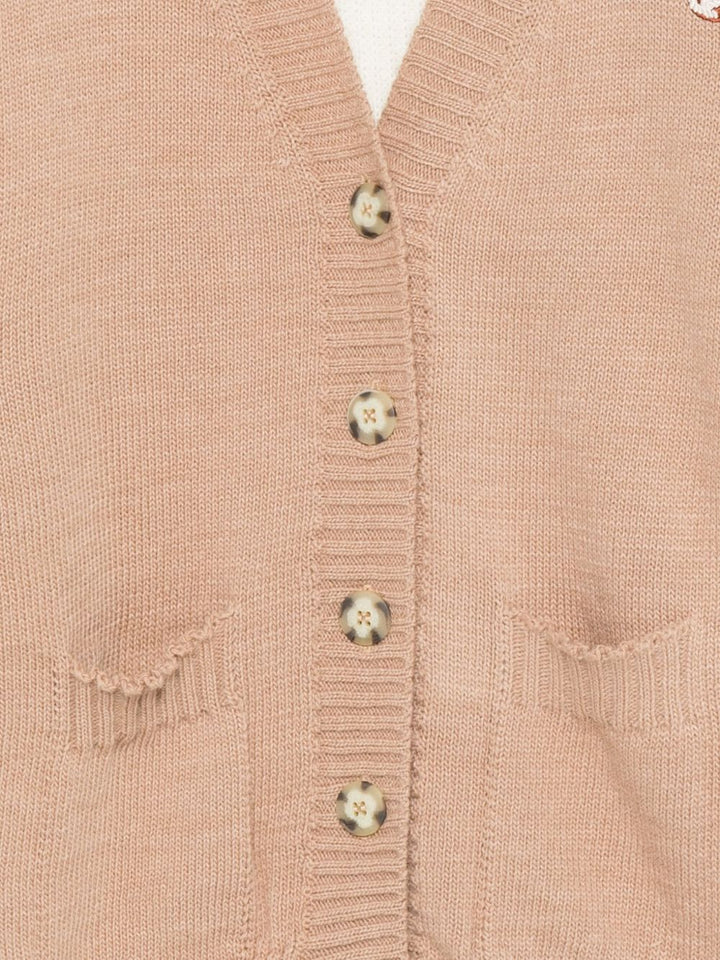 MSGM Kids Cardigan bicolore con ricamo