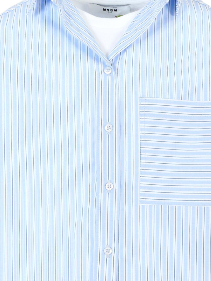 MSGM Kids T-shirt a righe con tasca applicata