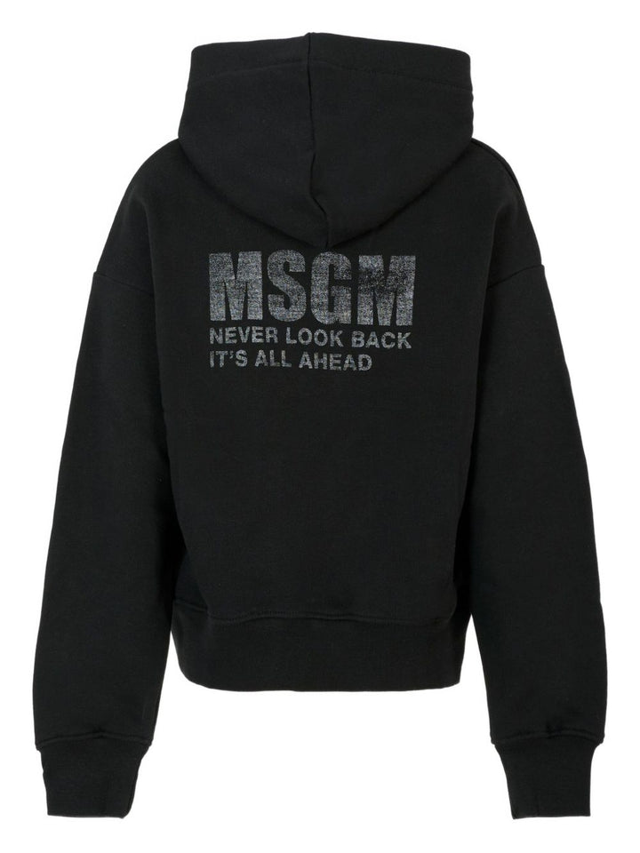MSGM Kids Felpa con cappuccio e strass