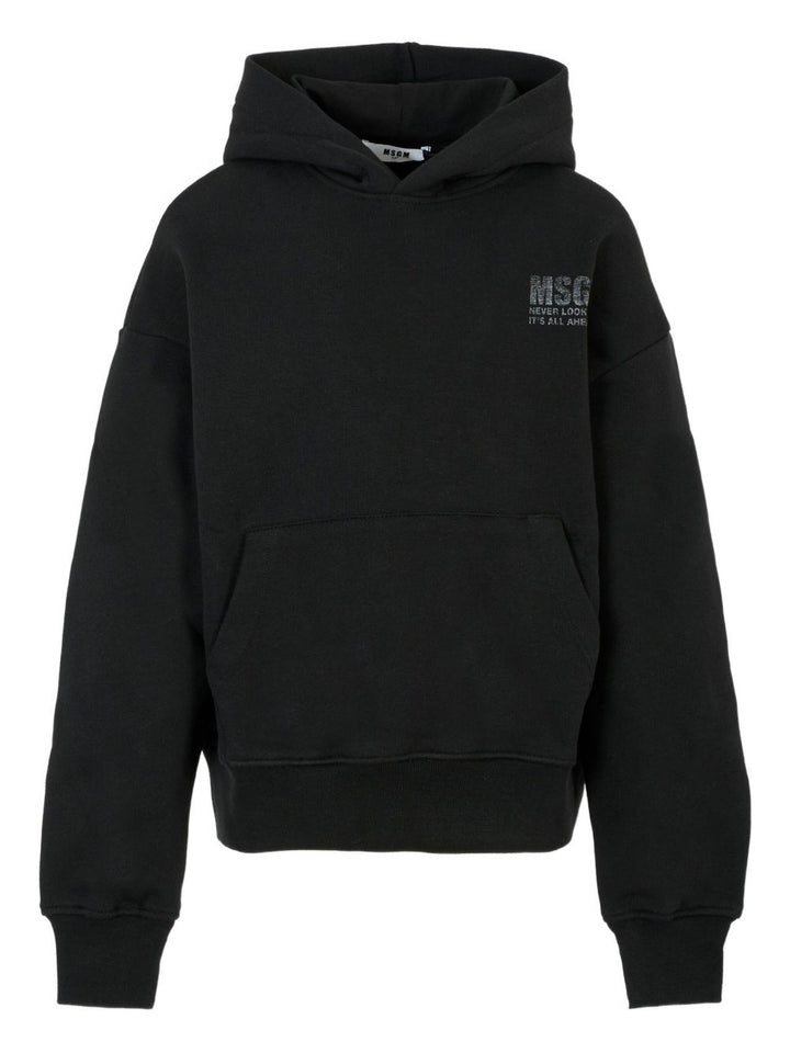 MSGM Kids Felpa con cappuccio e strass