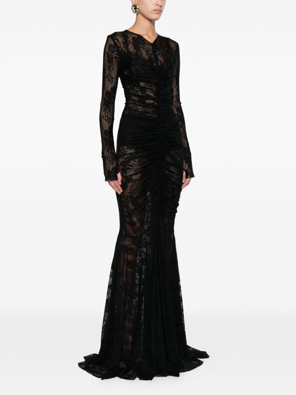 Norma Kamali Abito lungo a maniche lunghe con scollo a V