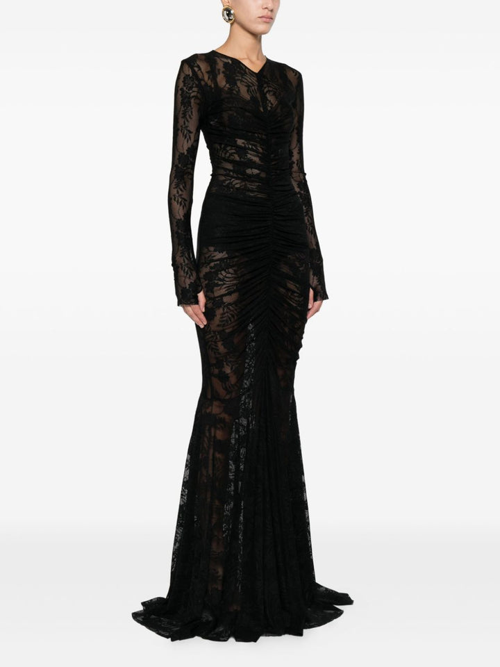 Norma Kamali Abito lungo a maniche lunghe con scollo a V