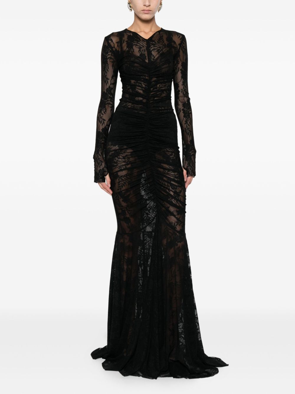 Norma Kamali Abito lungo a maniche lunghe con scollo a V