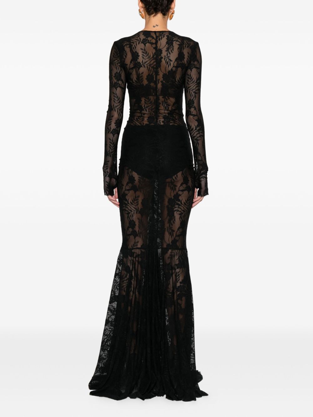 Norma Kamali Abito lungo a maniche lunghe con scollo a V