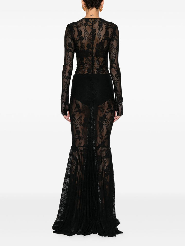 Norma Kamali Abito lungo a maniche lunghe con scollo a V