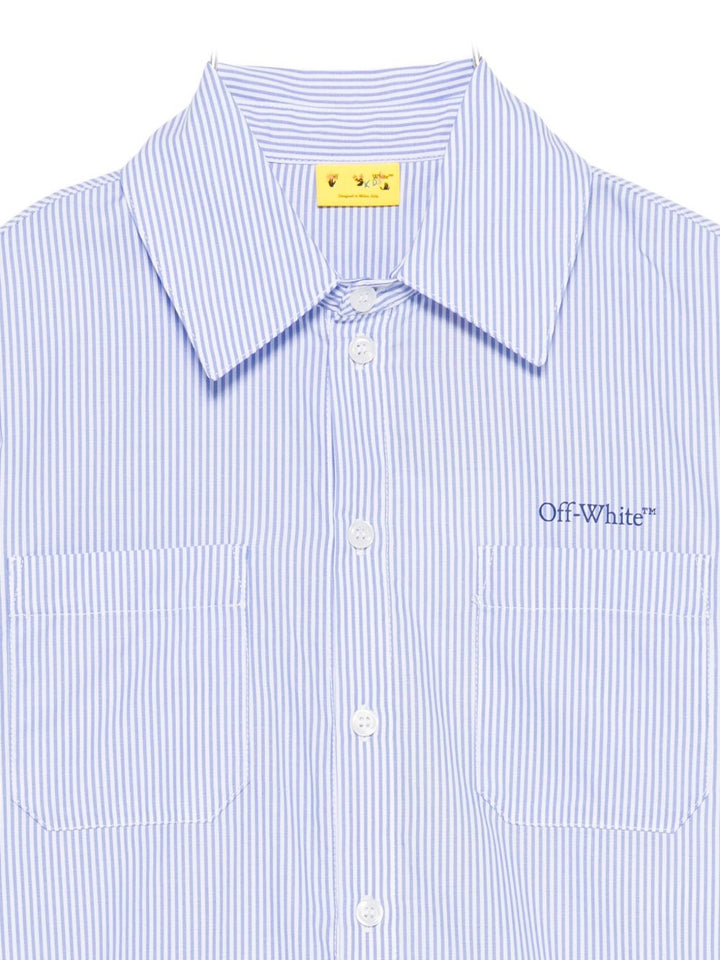 Off White Kids Camicia azzurra con logo