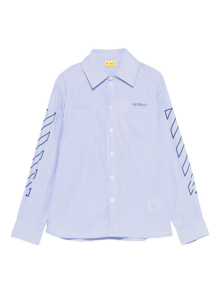 Off White Kids Camicia azzurra con logo