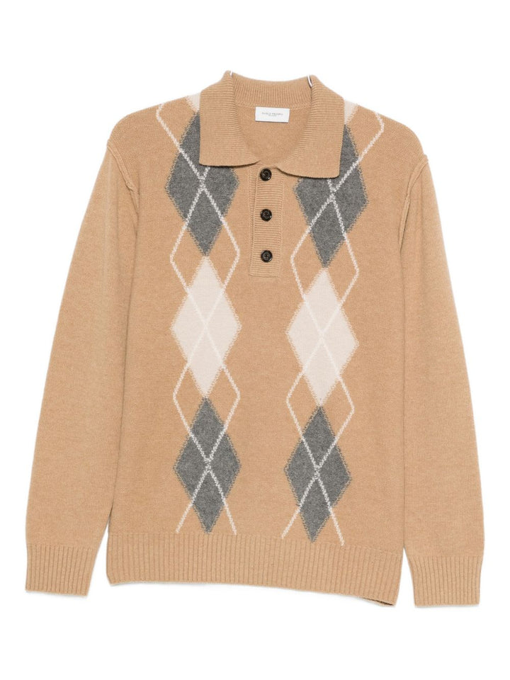 Paolo Pecora
Maglione beige con motivo a rombi