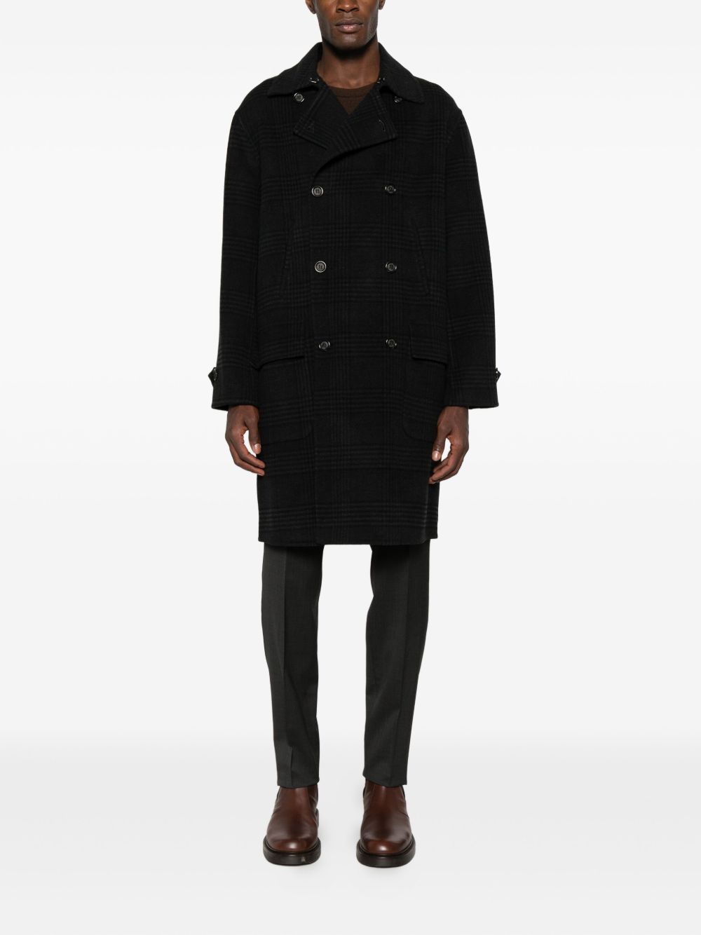 Paolo Pecora Cappotto doppiopetto a quadri