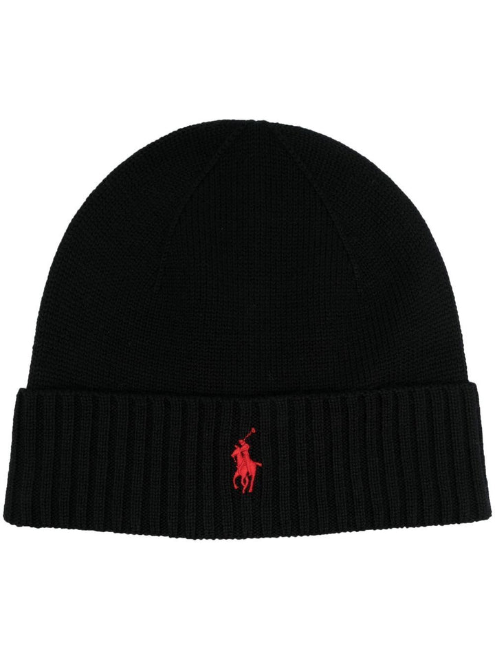 Polo Ralph Lauren
Cappello con risvolto e bordo a coste in lana nera