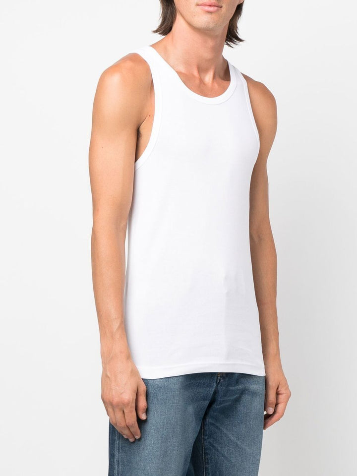Polo Ralph Lauren canotta con scollo a barchetta bianco e motivo Polo Pony