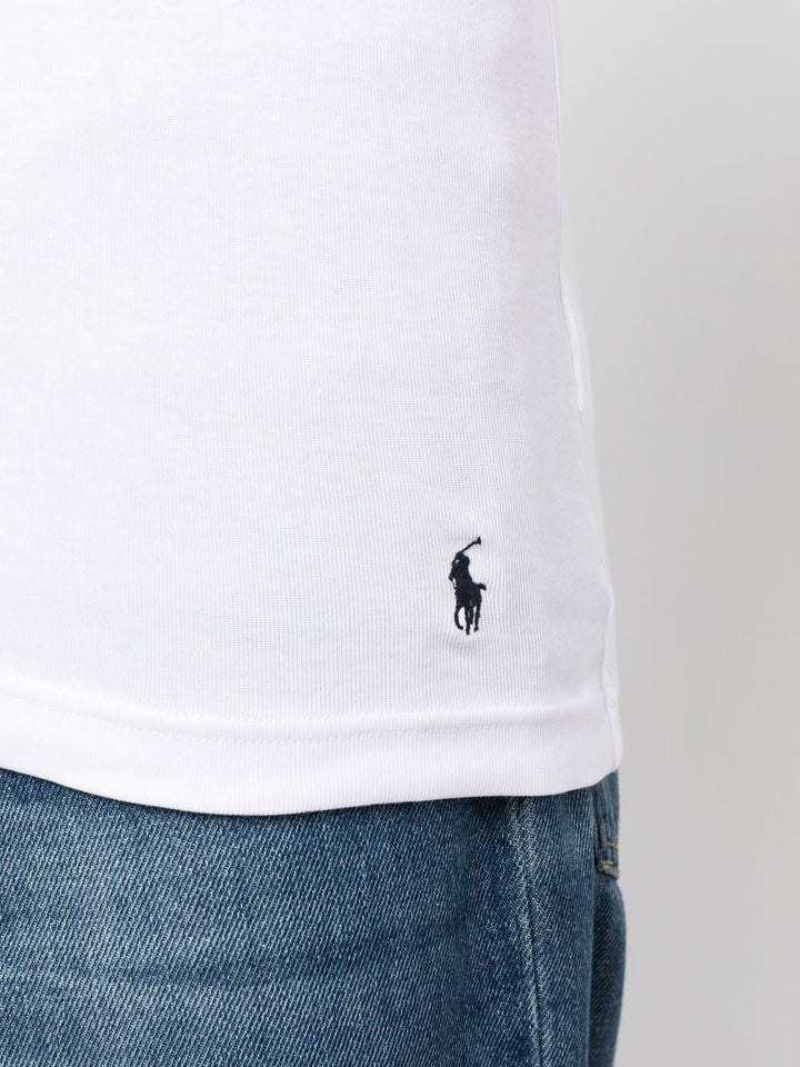 Polo Ralph Lauren canotta con scollo a barchetta bianco e motivo Polo Pony