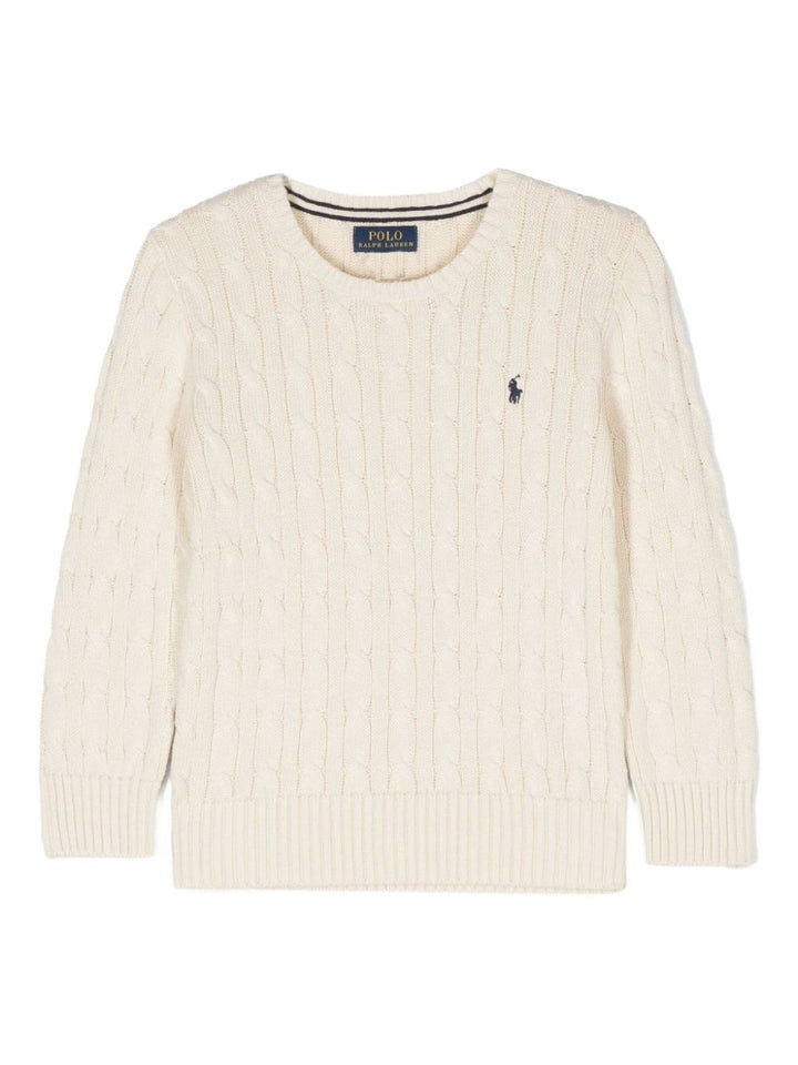 Polo Ralph Lauren Maglione girocollo in maglia a trecce beige