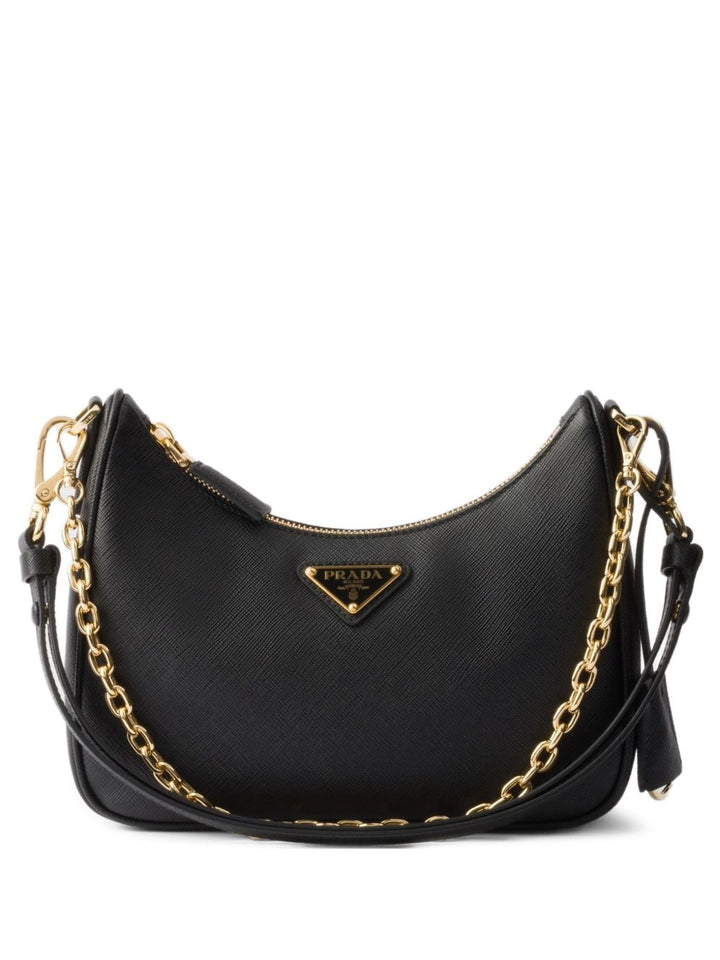 Prada
Borsa 

chiusura superiore con cerniera nera, logo triangolare in smalto, tracolla a catena