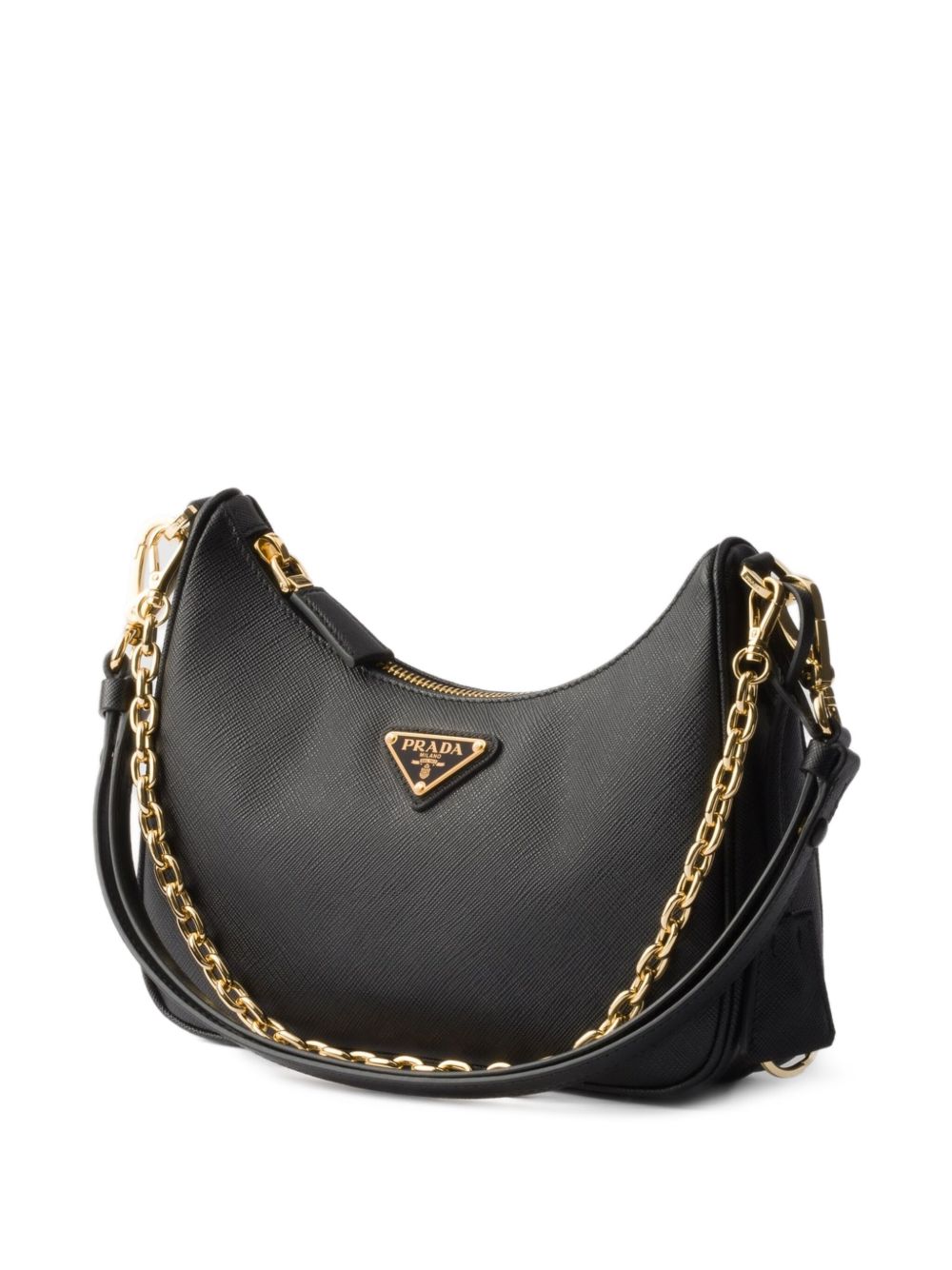 Prada
Borsa 

chiusura superiore con cerniera nera, logo triangolare in smalto, tracolla a catena