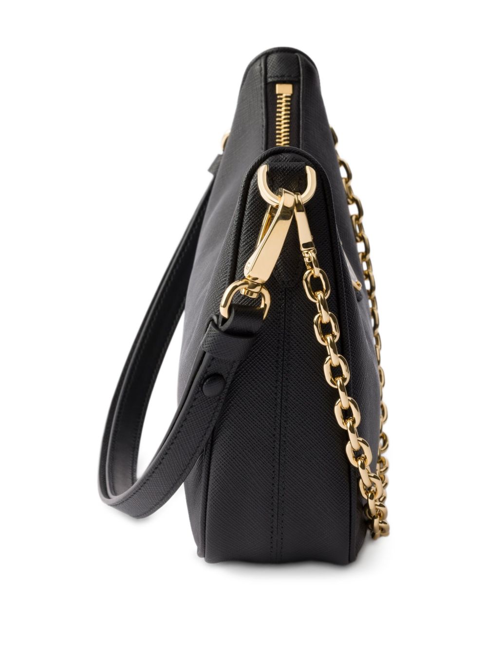 Prada
Borsa 

chiusura superiore con cerniera nera, logo triangolare in smalto, tracolla a catena