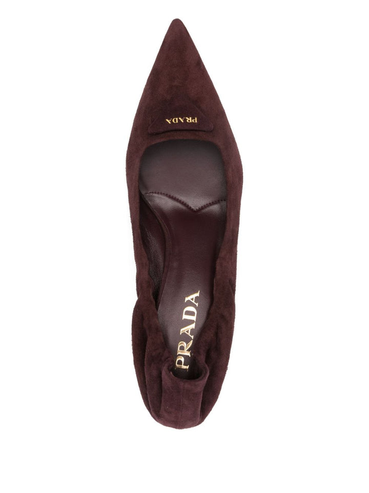 Prada Décolleté in pelle scamosciata bordeaux