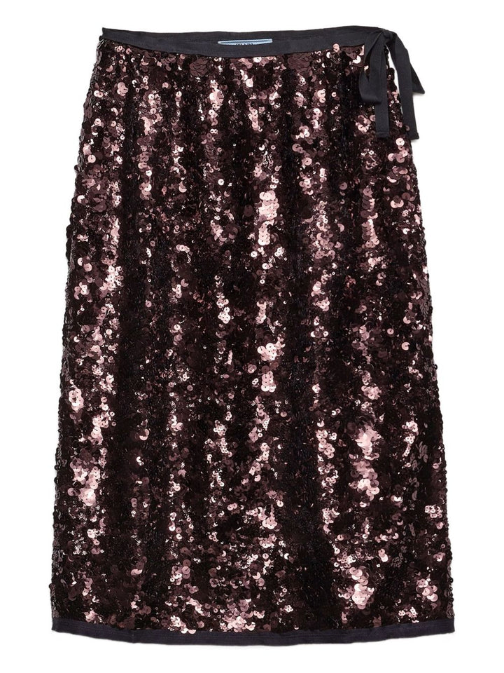 Prada

Gonna con fiocco in paillettes marrone scuro