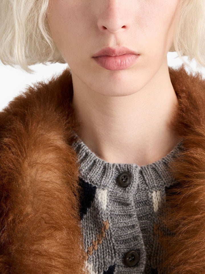 PRADA
Cardigan in lana con motivo a rombi