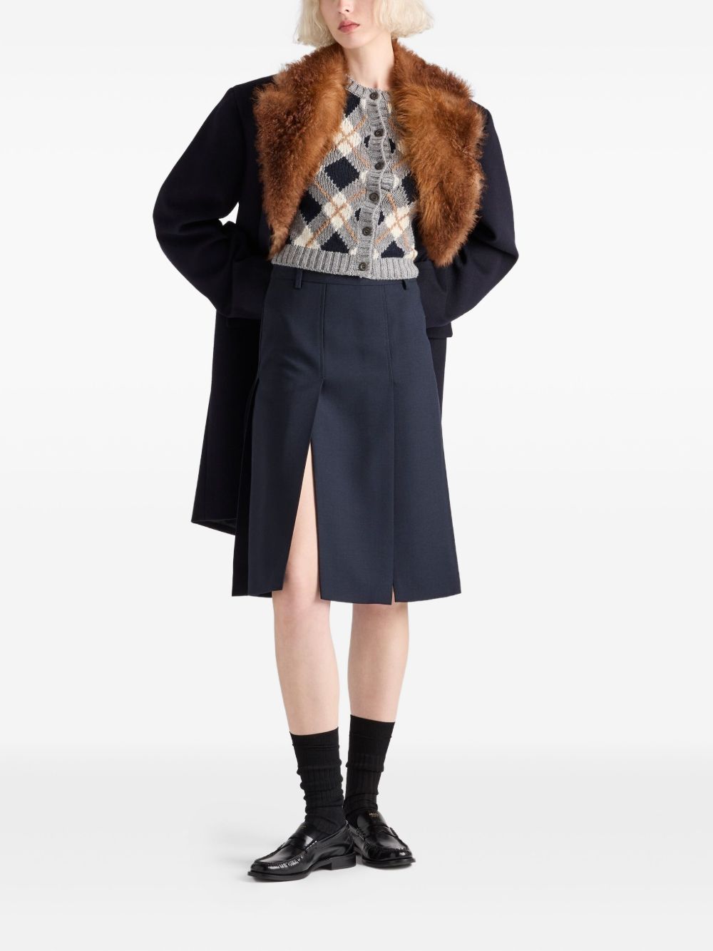 PRADA
Cardigan in lana con motivo a rombi