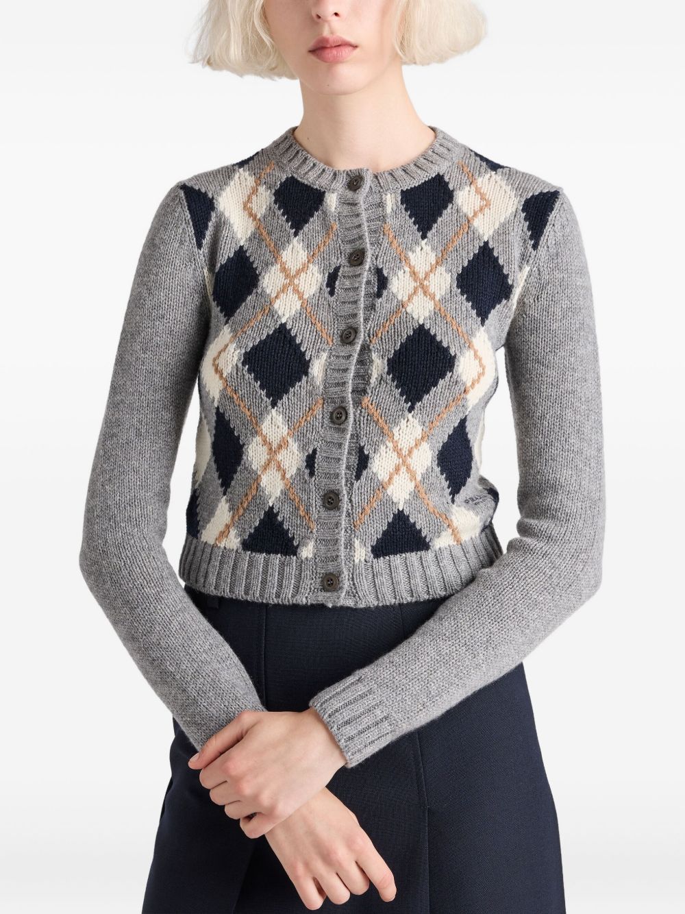PRADA
Cardigan in lana con motivo a rombi