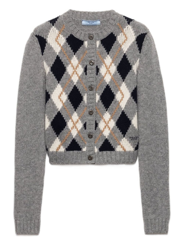 PRADA
Cardigan in lana con motivo a rombi