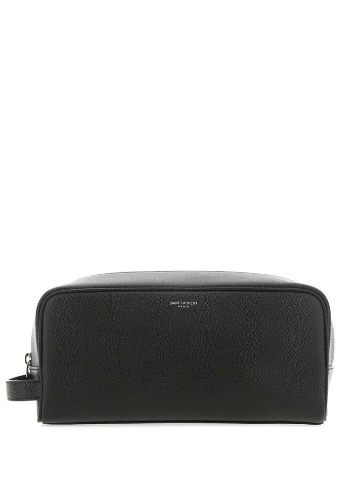 SAINT LAURENT PARIS Beauty case in pelle goffrata grain de poudre