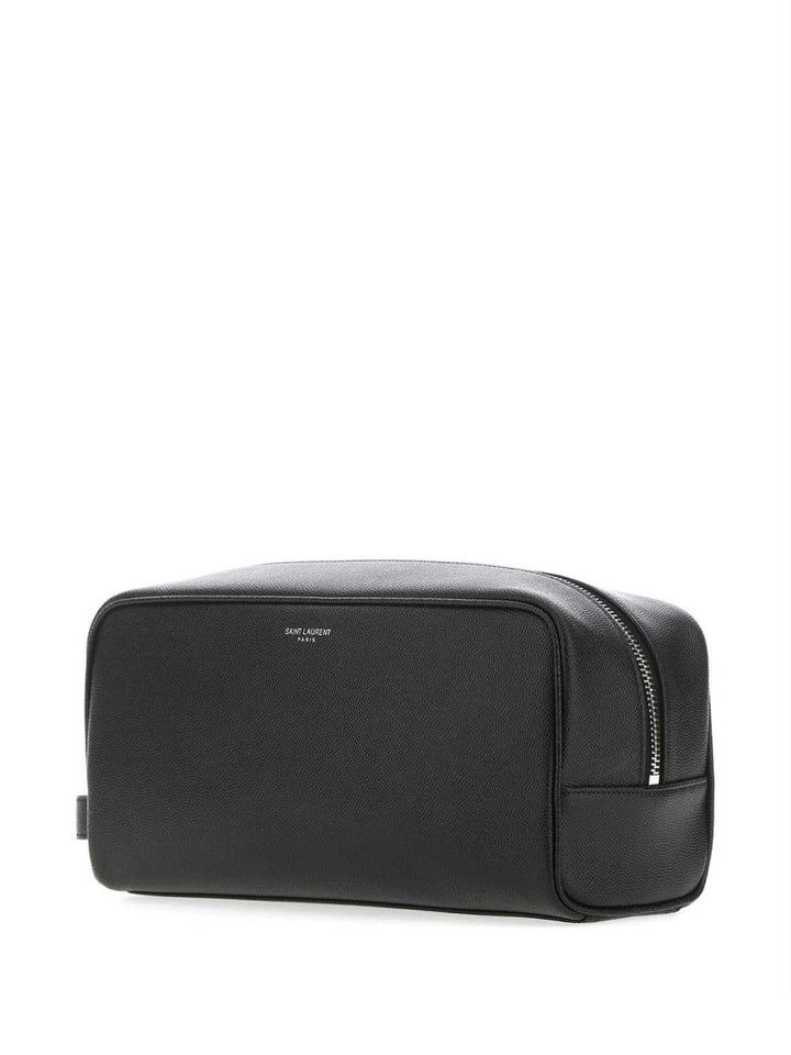 SAINT LAURENT PARIS Beauty case in pelle goffrata grain de poudre