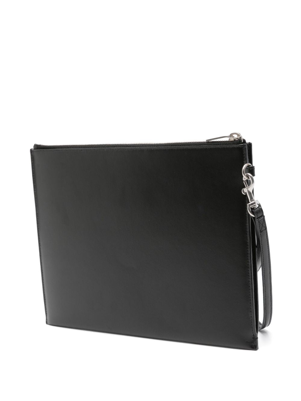 Pochettet Saint Laurent Paris con zip in pelle goffrata grain de poudre