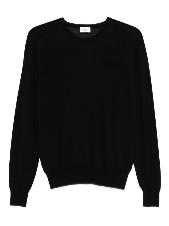 Maglione nero, girocollo, manica lunga