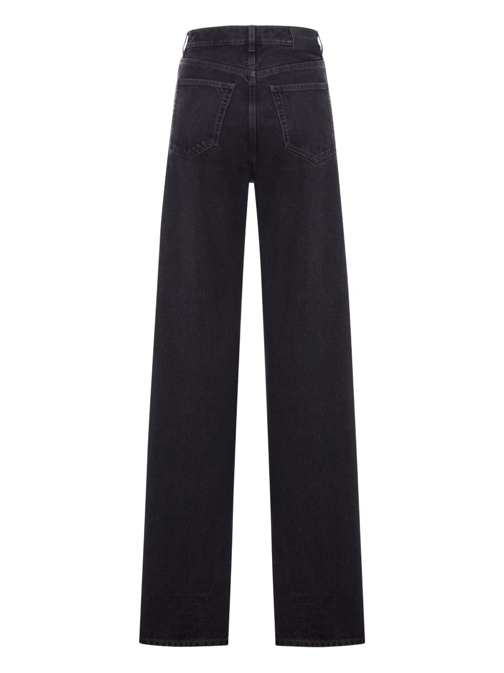 Jeans larghi e lunghi con vita a V in denim francese nero anni ‘90