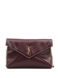 Saint Laurent Pochette in pelle di vitello lucida con catena e CASSANDRE