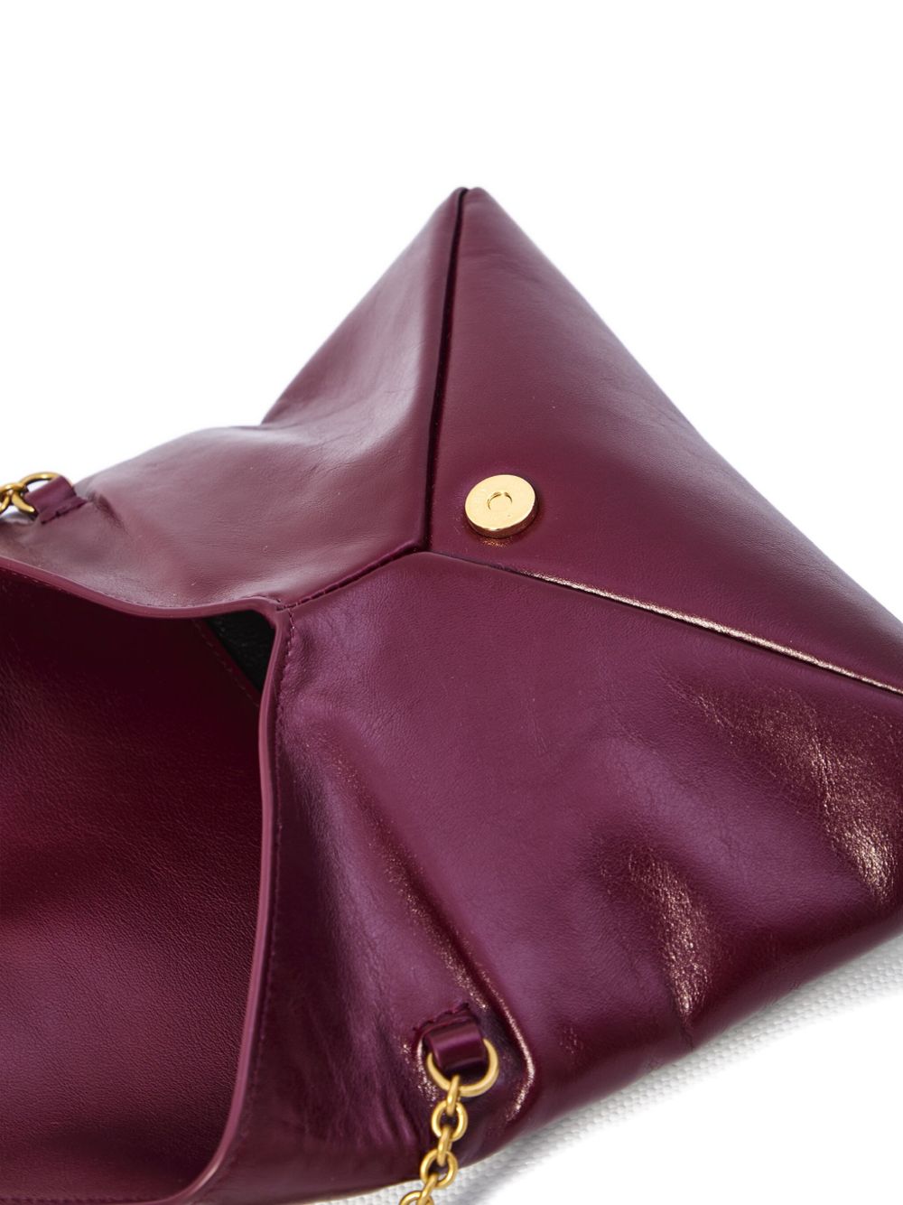 Saint Laurent Pochette in pelle di vitello lucida con catena e CASSANDRE