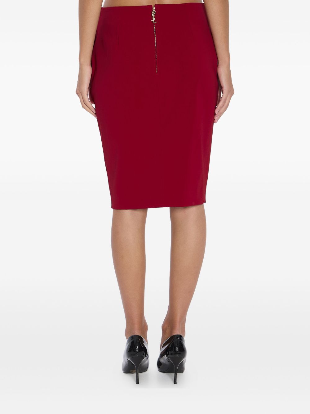 Saint Laurent Gonna a matita rossa in satin