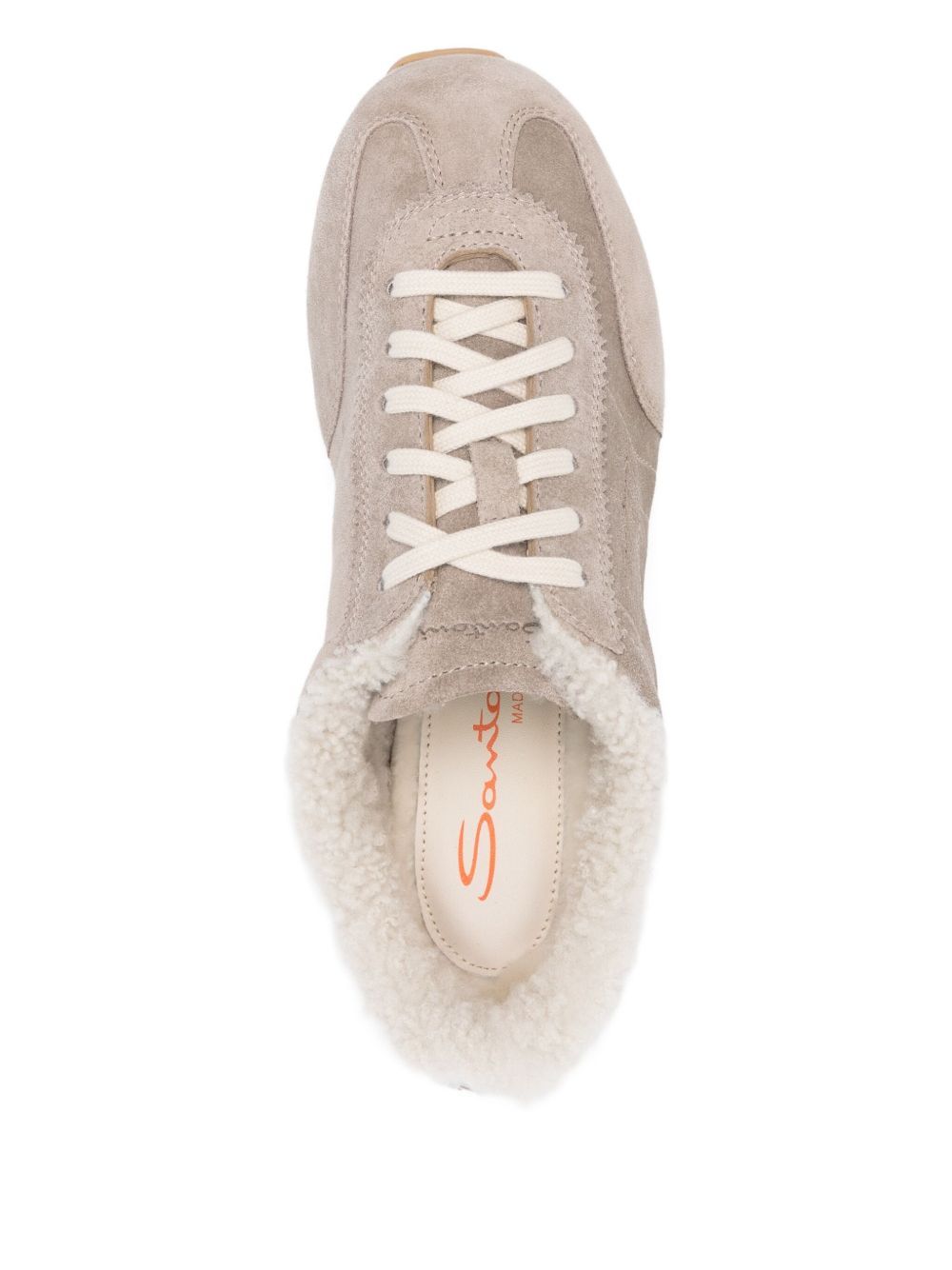 SANTONI Sneakers beige Santoni in camoscio e shearling