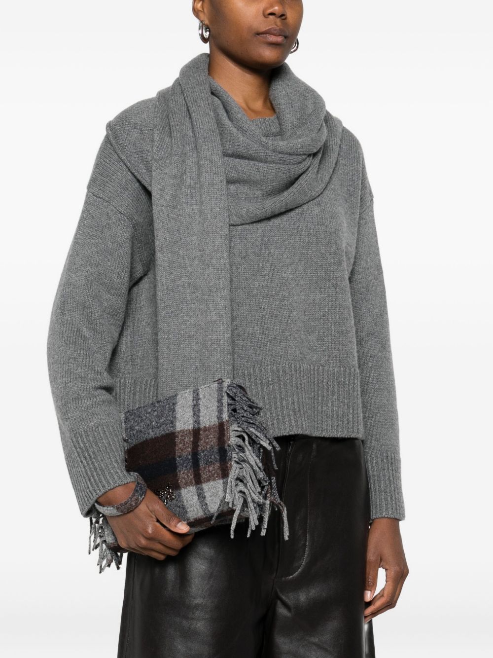 Secret Pon Pon Pochette a quadri con frange