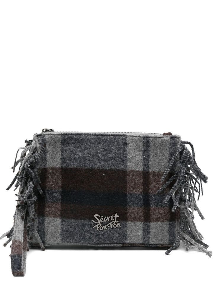 Secret Pon Pon Pochette a quadri con frange