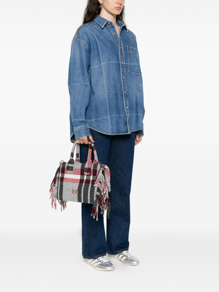 Borsa a tracolla con frange a quadri