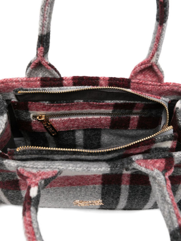 Borsa a tracolla con frange a quadri