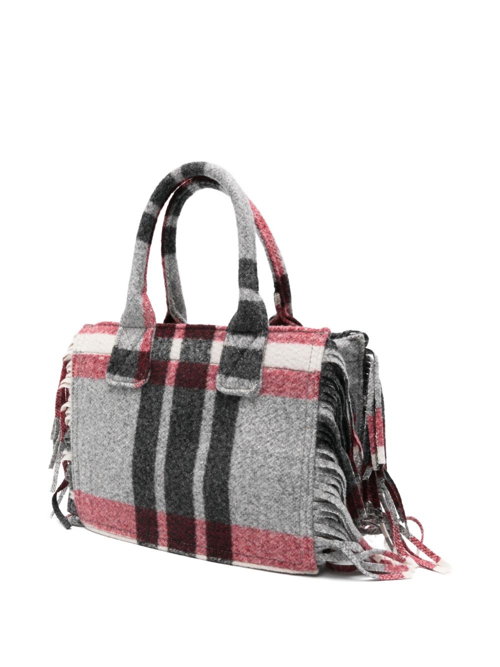 Borsa a tracolla con frange a quadri
